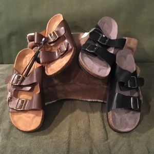 2 Pair Falls Creek Mens Buckled James Sandal - 1 Black, 1 Brown 12M